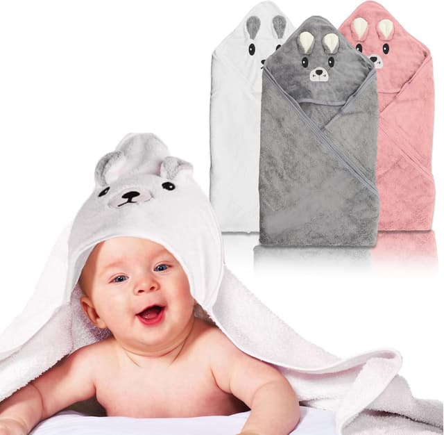 Fosoloni 3 Stück Baby Handtuch Kapuze 🛁👶