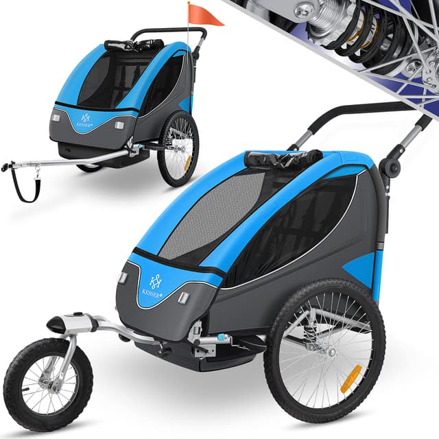 KESSER® Kinderanhänger Fahrradanhänger 360° Drehbar mit Federung 2in1 Joggerfunktion Kinderfahrradanhänger 🚴‍♂️🌟