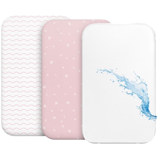 🌙 2X Spannbettlaken & Matratzenschoner Set - Rosa 55x90cm