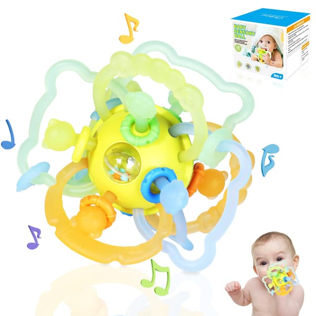 Orzbow Baby Spielzeug 0-3-6 Monate, Silikon Beißring Baby Montessori Spielzeug, BPA-frei Zahnungshilfe Beißspielzeug, Rassel Geschenk Junge Mädchen, Frisches Grün