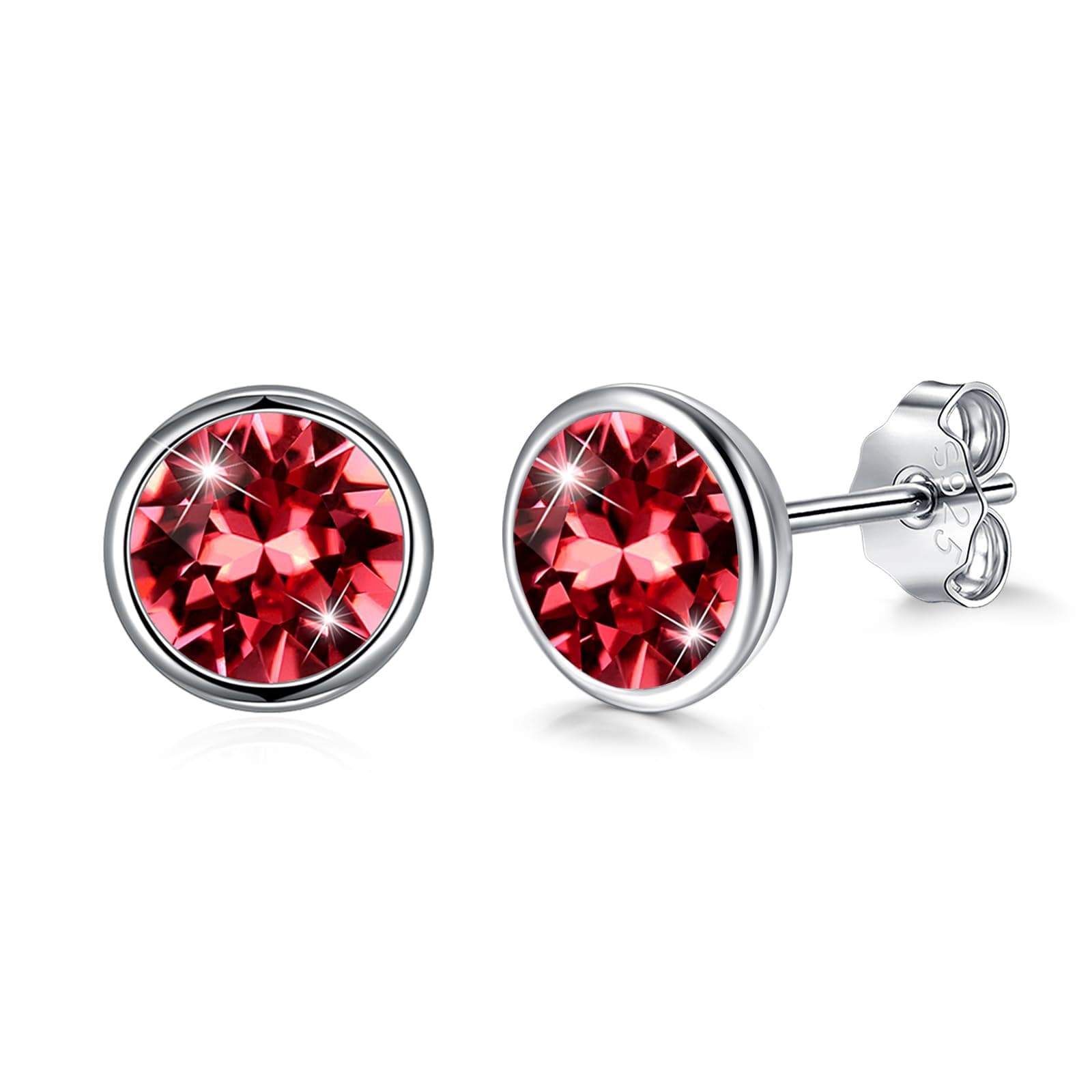 Josfeva Ohrstecker Silber 925, 8mm Blau Grün Rosa Schwarz Aurore Boreale Lila Rot Weiß Winzige Runde Damen Ohrstecker