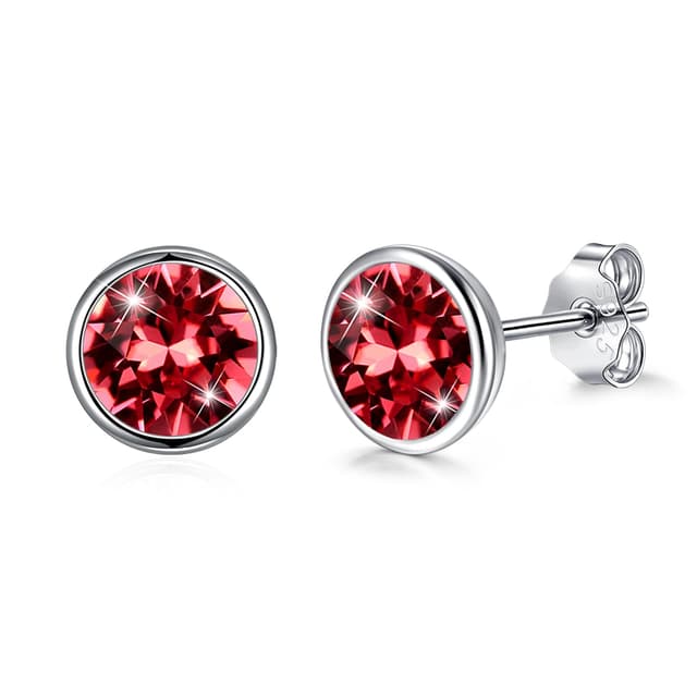 Josfeva Ohrstecker Silber 925, 8mm Blau Grün Rosa Schwarz Aurore Boreale Lila Rot Weiß Winzige Runde Damen Ohrstecker