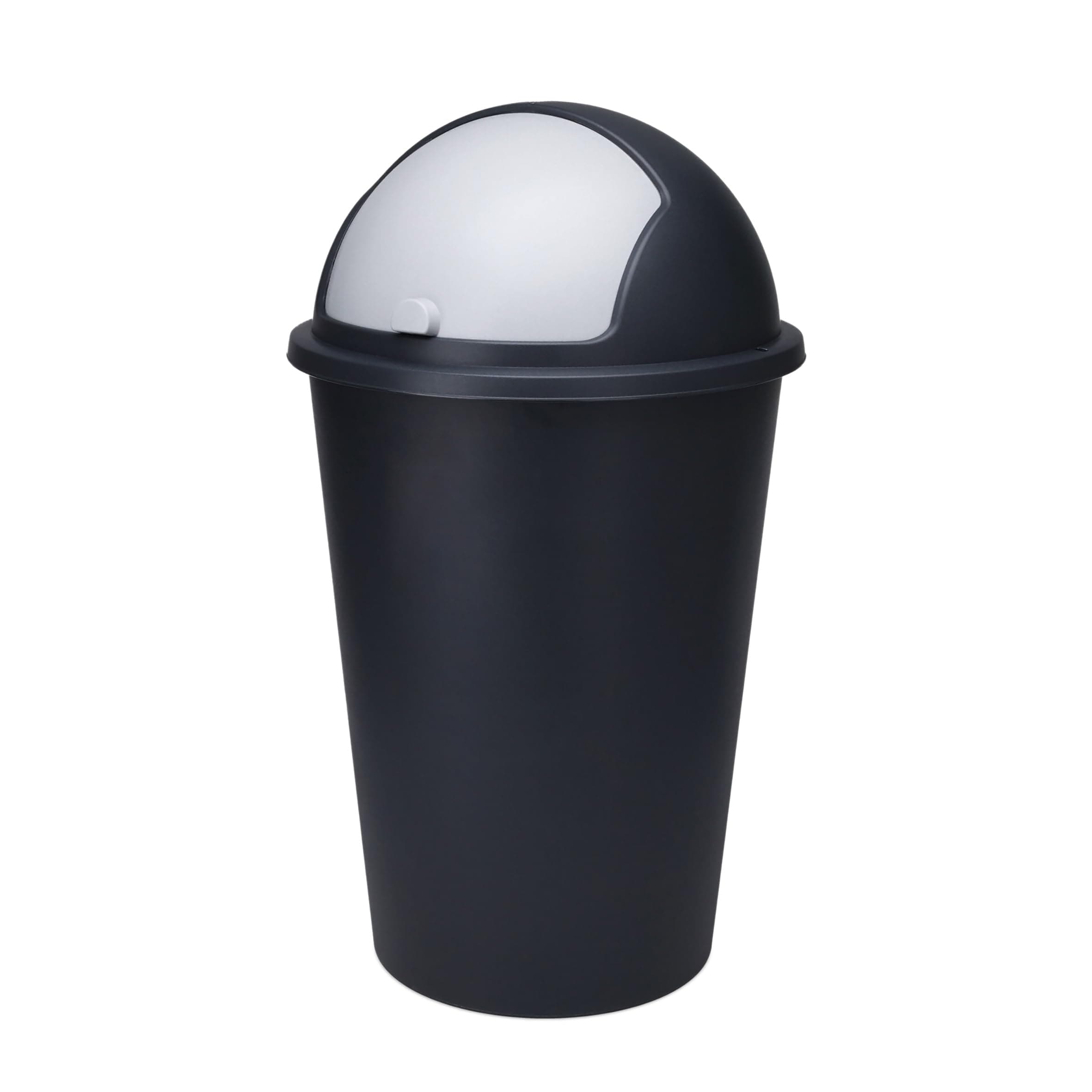 🗑️ Spetebo XL Abfalleimer mit Schiebedeckel schwarz - 50 L - Runder Mülleimer