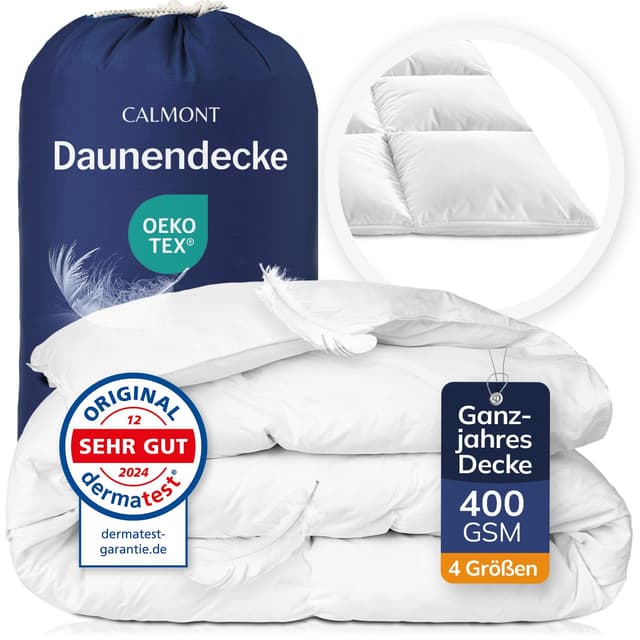 CALMONT - Daunen Bettdecke 200x200 Ganzjahresdecke | OEKO-TEX zertifiziert 💤