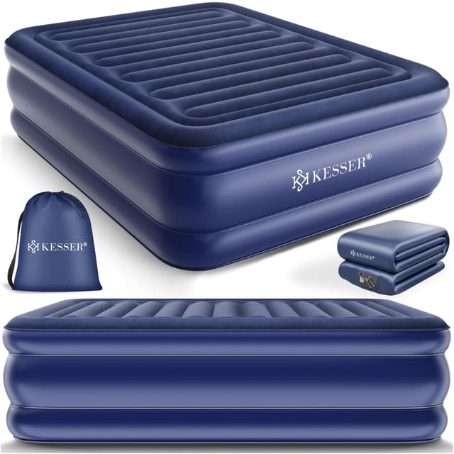 🏕️ KESSER® Aufblasbare Matratze Luftbett Selbstaufblasend Gästebett - 203 x 152,5 x 51cm Doppel Blau