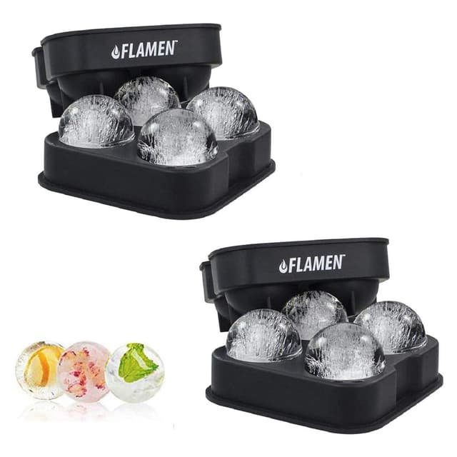 🥃🍹🧊 ASPECTEK 2x4 Flamen Runden Eiswürfelform - BPA-freie Silikon-Eisform mit Deckel