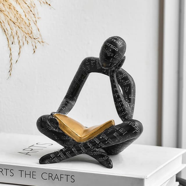 Schwarze Denker Lesen Skulptur für Home Decor 📚🏡 | Moderne Regal Dekor Akzente
