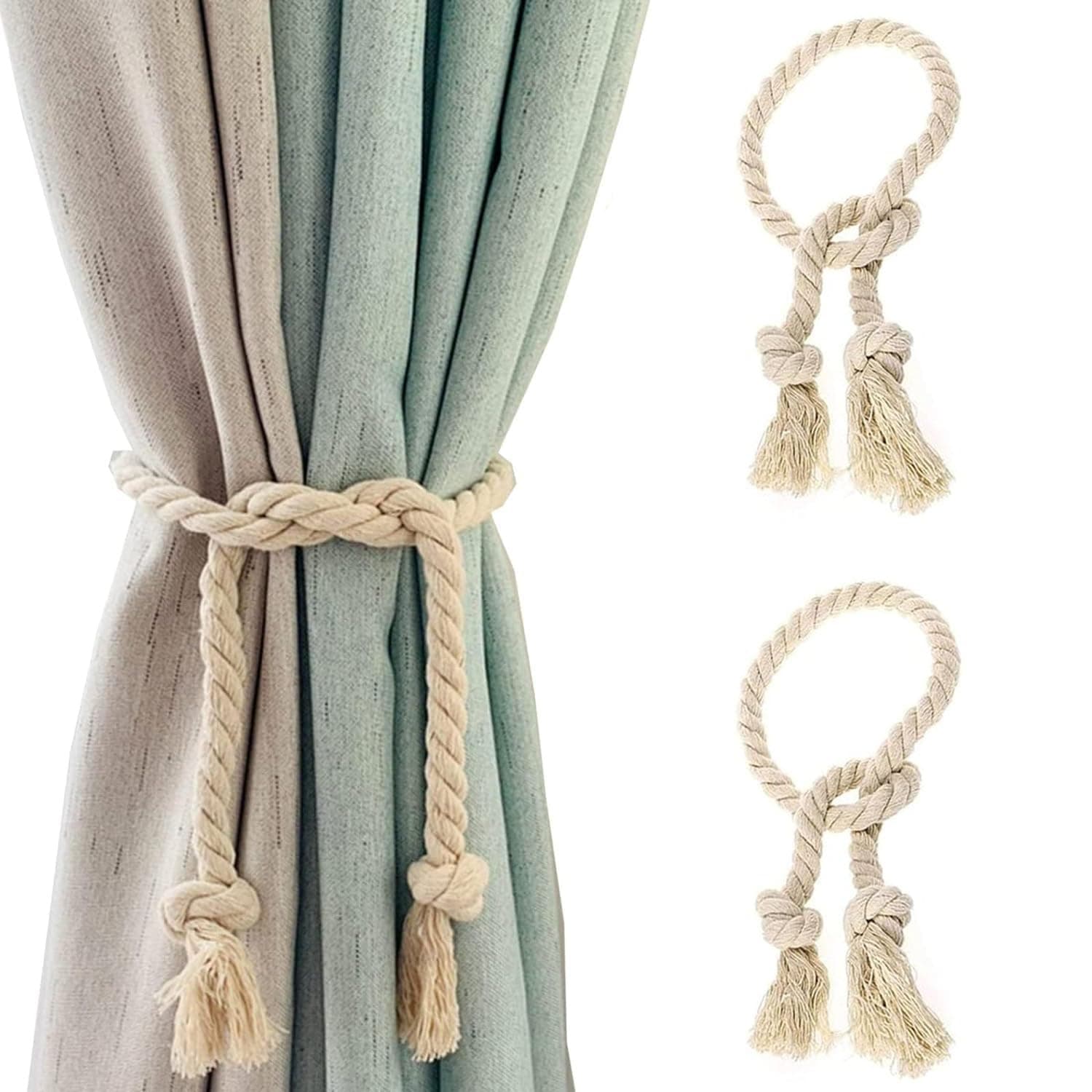 🌟 Angebot! 2 Stück Vorhangseil Raffhalter - Handgewebt & Handgemacht 🌟
