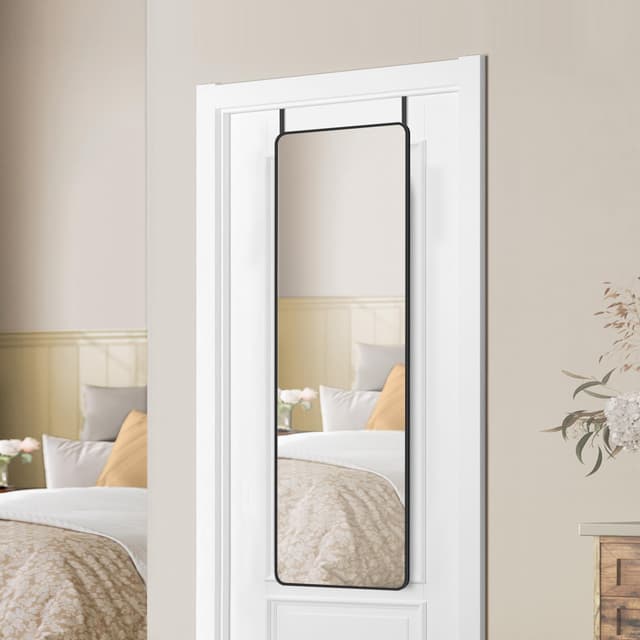 SONGMICS Ganzkörperspiegel 120 x 40 cm 🌟 Wand- oder Türmontage 🚪 Hartglas und Aluminiumlegierung Rahmen 🖤 LFM032B01
