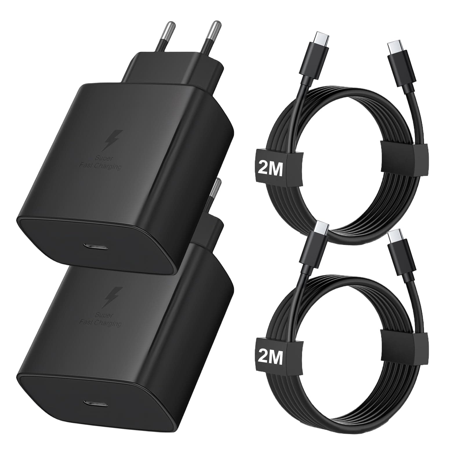 🔋 2 Pack 45W USB C Schnellladegerät mit 2m USB-C Schnellladekabel 📱