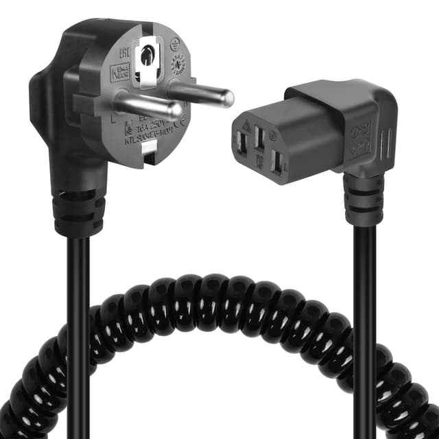 🔌 GELRHONR 3 Pin Kaltgerätekabel Netzkabel, 90° Gewinkelt CEE 7/7 auf C13 Spiralkabel - Deal