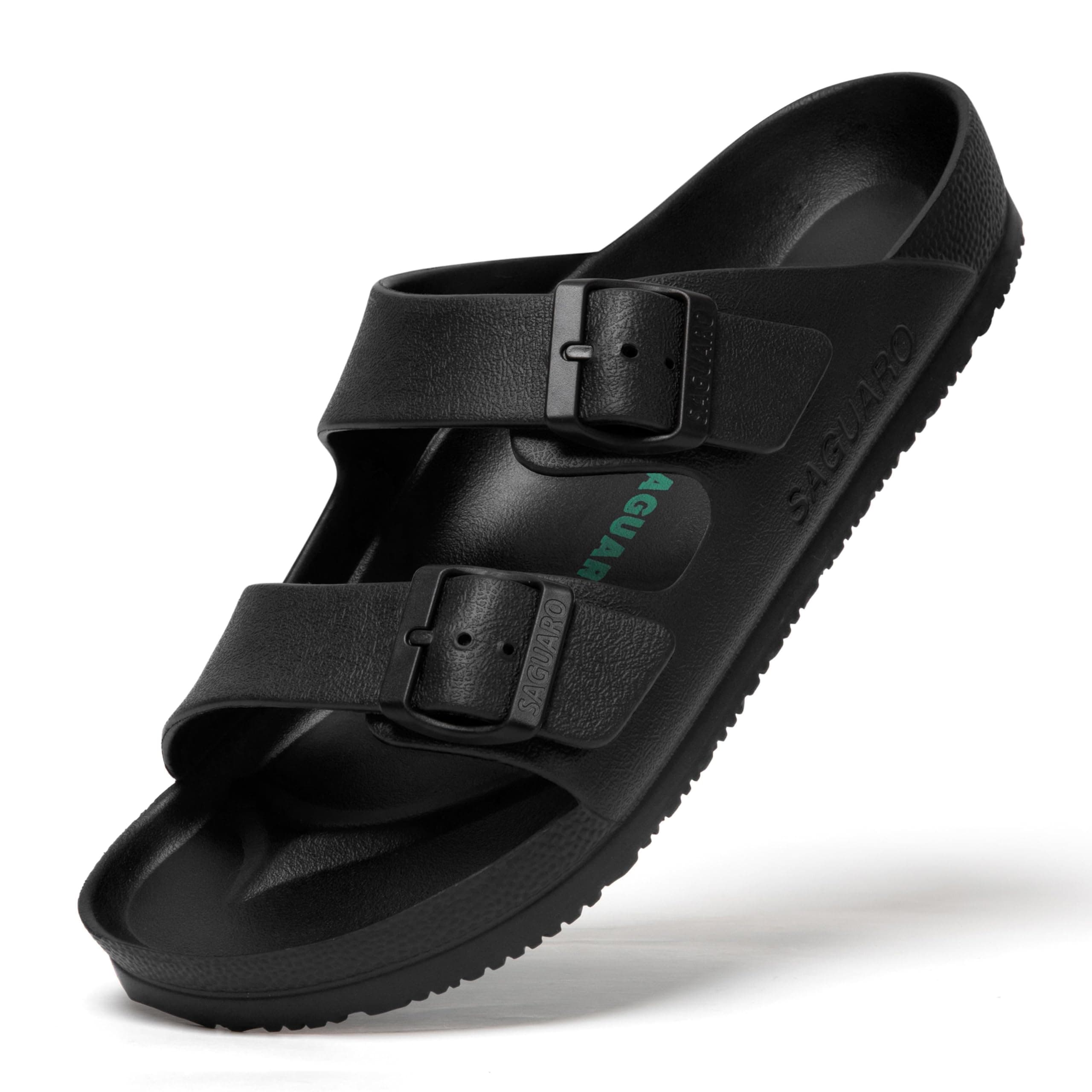 🌟 SAGUARO Hausschuhe Herren Damen Leicht Elastisch Pantoletten Klassisch Badschuhe Unisex Erwachsener Sandalen 36-48 EU Haus Schwarz 41 EU 🌟