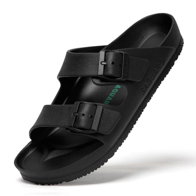 🌟 SAGUARO Hausschuhe Herren Damen Leicht Elastisch Pantoletten Klassisch Badschuhe Unisex Erwachsener Sandalen 36-48 EU Haus Schwarz 41 EU 🌟