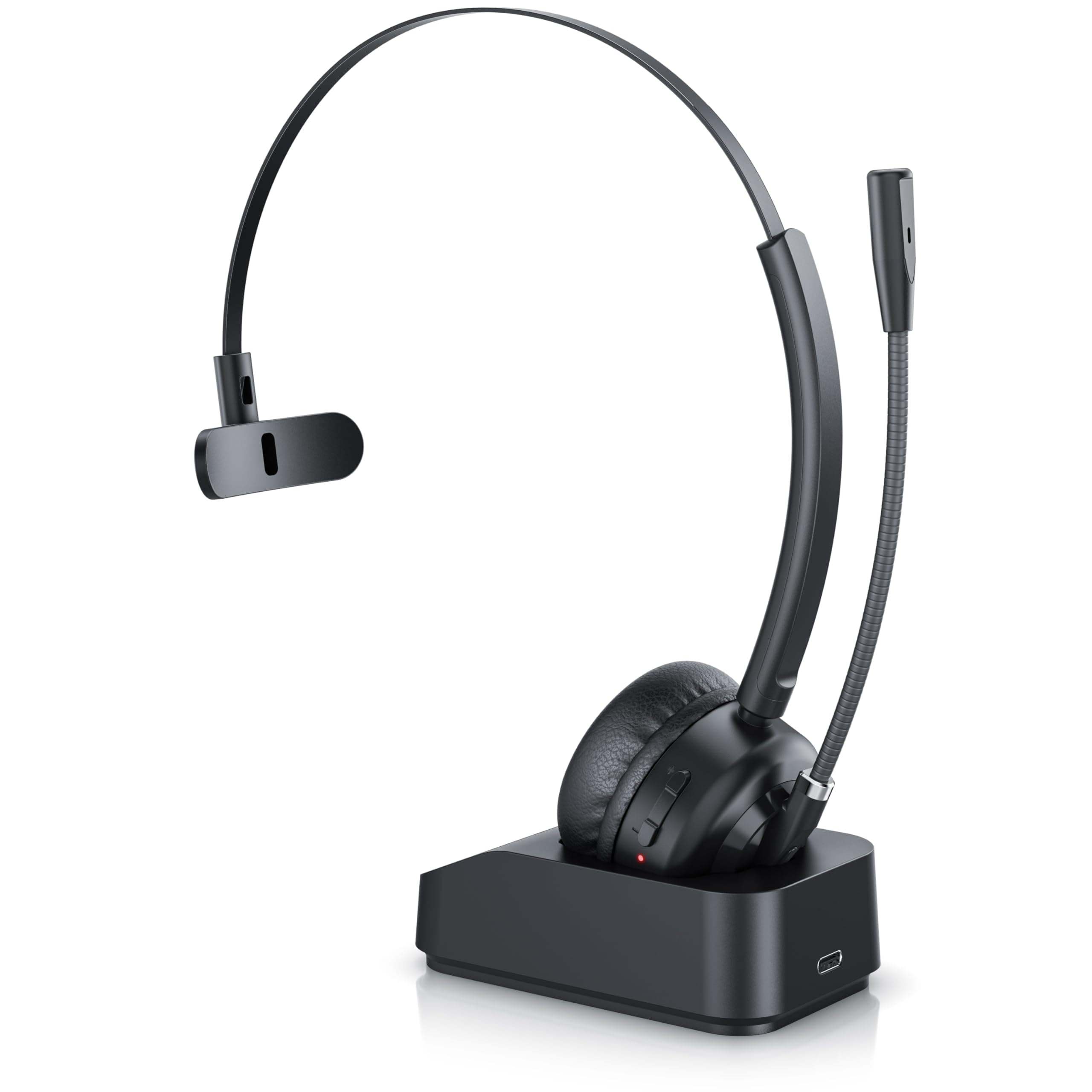 CSL - Bluetooth 5.3 Headset mit Ladestation 🎧 - PC Headset mit flexiblem Mikrofon 🎤