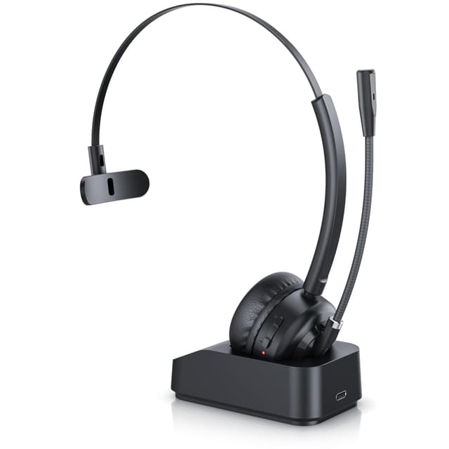 CSL - Bluetooth 5.3 Headset mit Ladestation 🎧 - PC Headset mit flexiblem Mikrofon 🎤