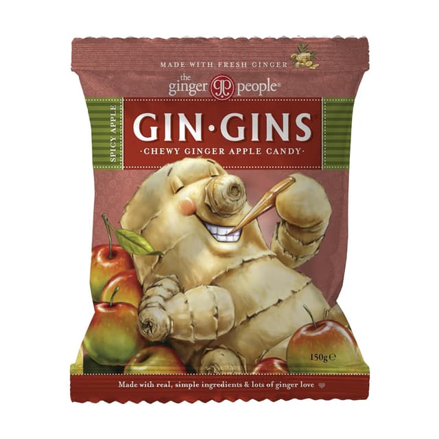 The Ginger People GIN GINS Spicy Apple Ingwer Apfel Kaubonbon - 150 g (1er-Pack)