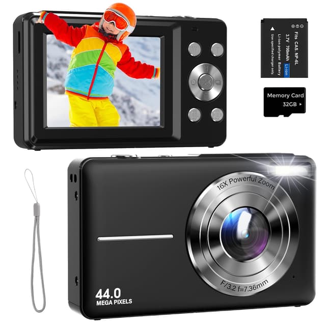 Digitalkamera 44MP 1080P FHD Kompakte Digitalkamera 📷