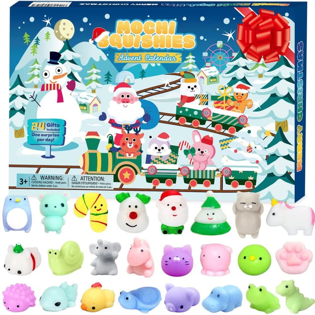 🎄🎁 PANSHAN Weihnachts Adventskalender 2024 - Mochi Squishy mit niedlichen Tieren
