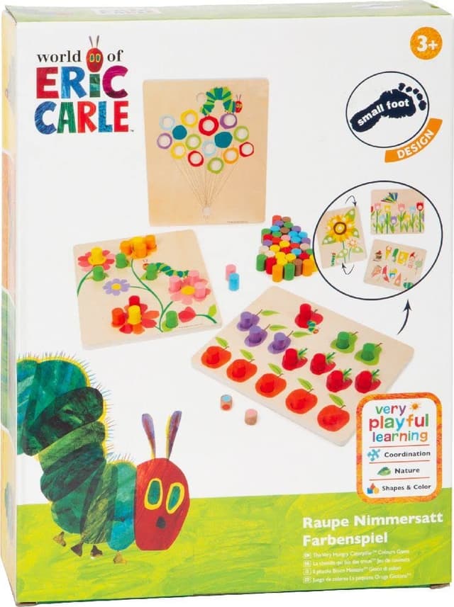 🌈 Kleines Fußfarbenspiel 'Raupe Nimmersatt' aus Holz 🐛