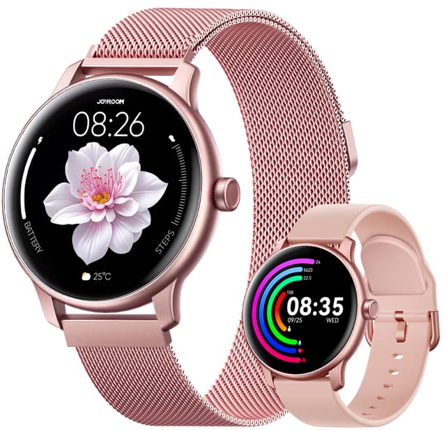JOYROOM Smartwatch Damen Bluetooth 5.4 Telefonfunktion [Magnetisches Armband] Smart Watch Fitnessuhr 1.32“ HD 100+ Sportmodi, Schlaf, Herzfrequenz, SpO2, Kalorien, IP68 Wasserdicht für Android iOS Rosa 🌟📱⌚