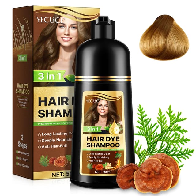 Dunkelbraun Haarfärbeshampoo 3 in 1 🌿 100% Abdeckung - Herbal Ingredients