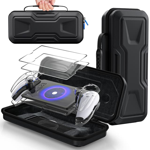 🎮 FYOUNG Tasche Zubehör für Playstation Portal | Full Protection Bundle mit Schutz Glas Bildschirmschutz | PS5 Zubehörtasche Schwarz