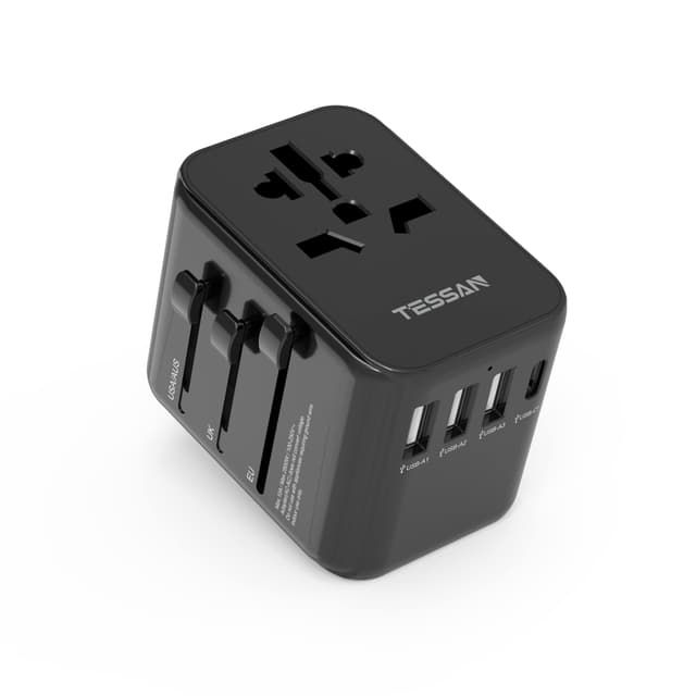 🔌✈️ TESSAN Reiseadapter Weltweit mit 4 USB: Universal Reisestecker für Ihre internationale Reisen!