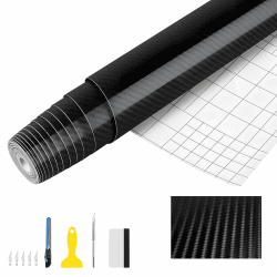 🚗 BIXVSIN Carbon Folie, 6D Selbstklebend Autofolie aus Vinyl, Wasserdicht für Auto, Lackschutzfolie Schwarz (400 x 30cm) 🛡️