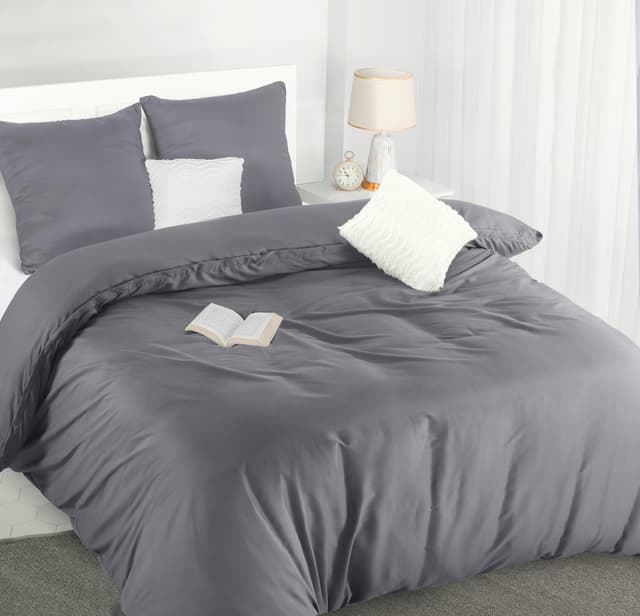 🌟 Utopia Bedding Bettwäsche 200x200 Set - Mikrofaser Bettbezug 200x200 cm + 2 Kissenbezüge 80x80 cm - Grau 🌙