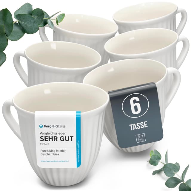🌟 Steingut Kaffeetassen Set 6 Personen Hygge TESTSIEGER 🌟