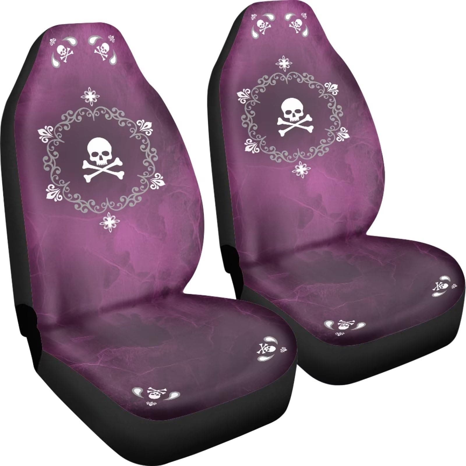 🚗 Sitzbezüge mit violettem Totenkopf-Aufdruck - Universelle Passform für SUV, Limousine, Van