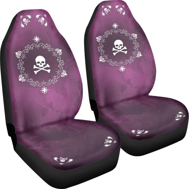 🚗 Sitzbezüge mit violettem Totenkopf-Aufdruck - Universelle Passform für SUV, Limousine, Van