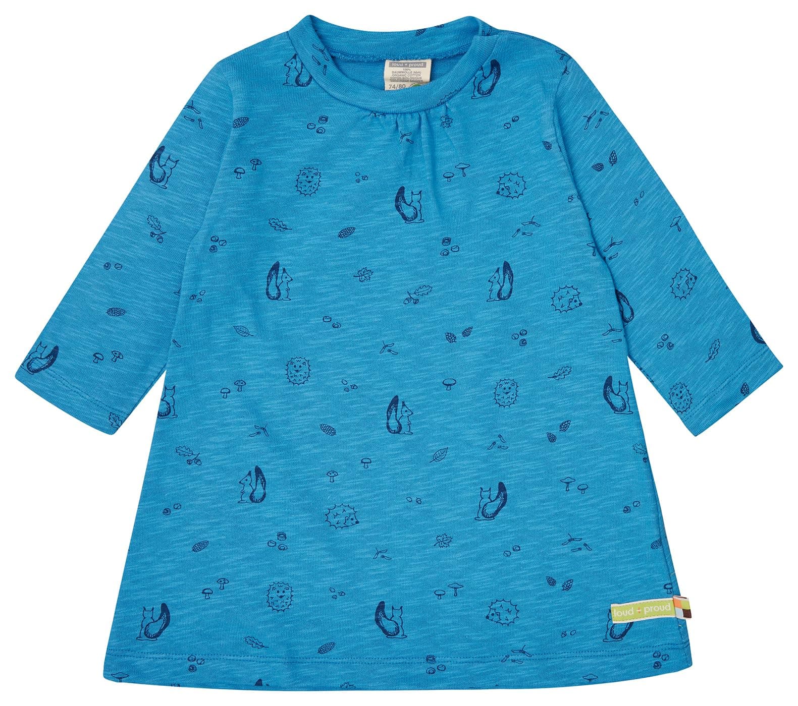 🌟 Mega Deal! loud + proud Mädchen Slub Jersey mit Druck 🌈 GOTS Zertifiziert Kinderkleid 74-80 Azur