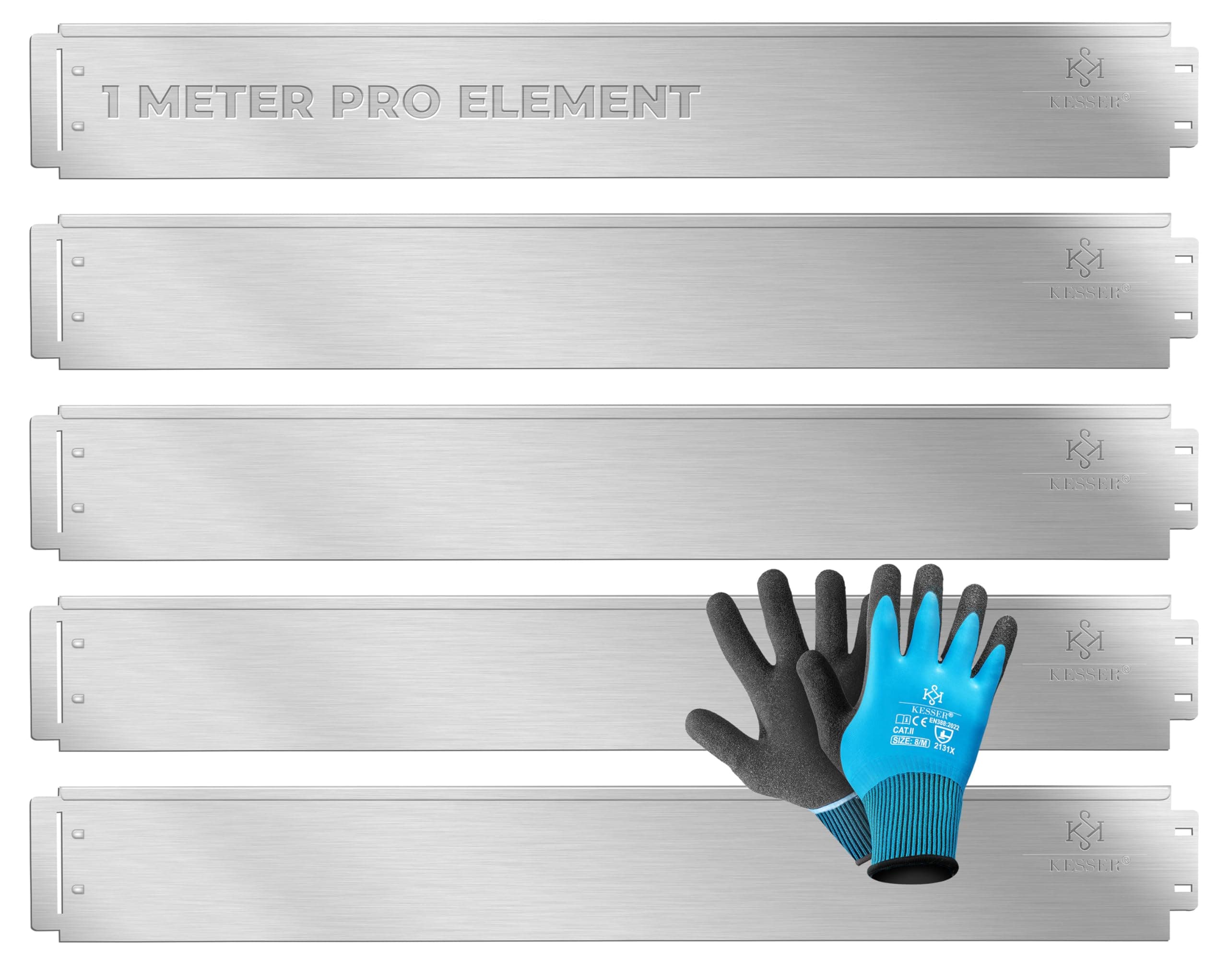 🌿🧤 KESSER® Rasenkante Beeteinfassung Beetumrandung + Handschuhe 5m 100x18cm