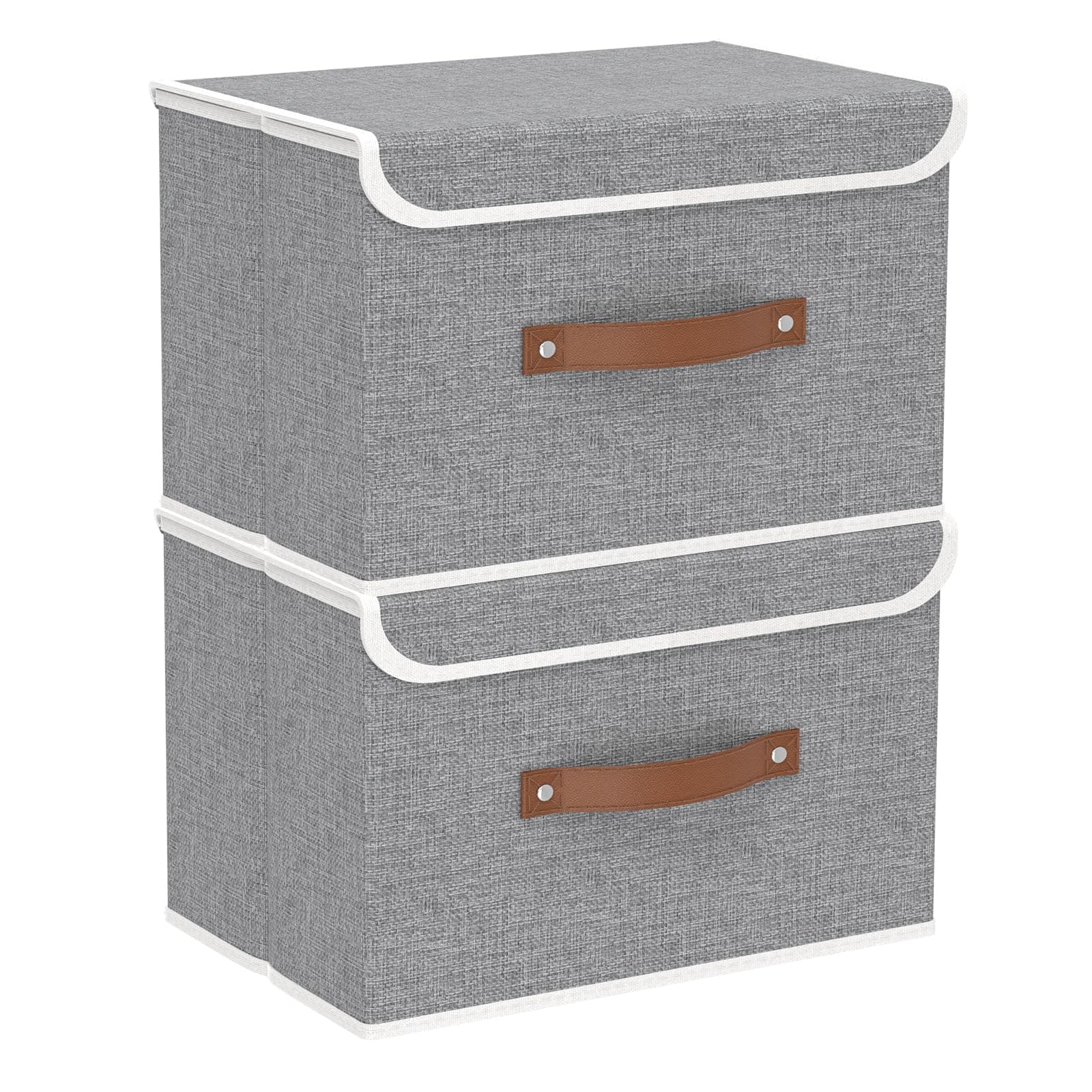 Yawinhe 2 Stück Aufbewahrungsbox, Faltbare Stoffboxen, Waschbare, für Schlafzimmer, Kleideraufbewahrung, 38x25x25cm, Grau, SNK018GY-2 38x25x25cm/(2-Pack) Grau 📦👗