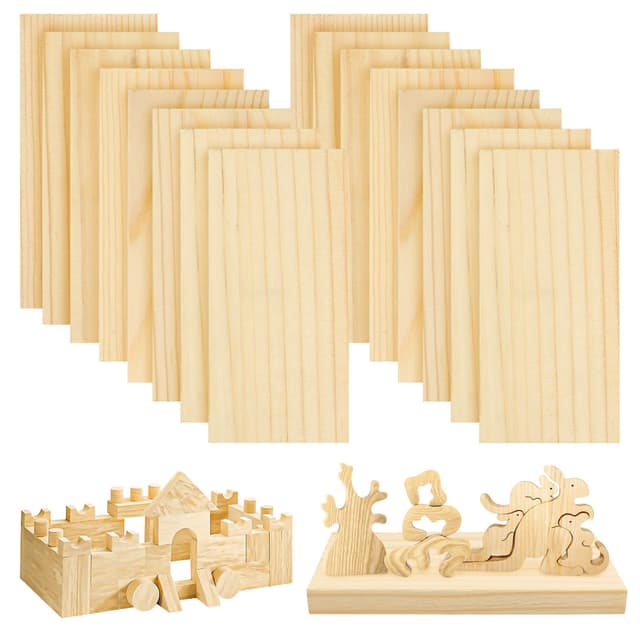 🎨 DOITEM 16 Stück 10 cm Kiefer Holz Rechteckige Platte für Handwerk Malerei Modellierung 🌟