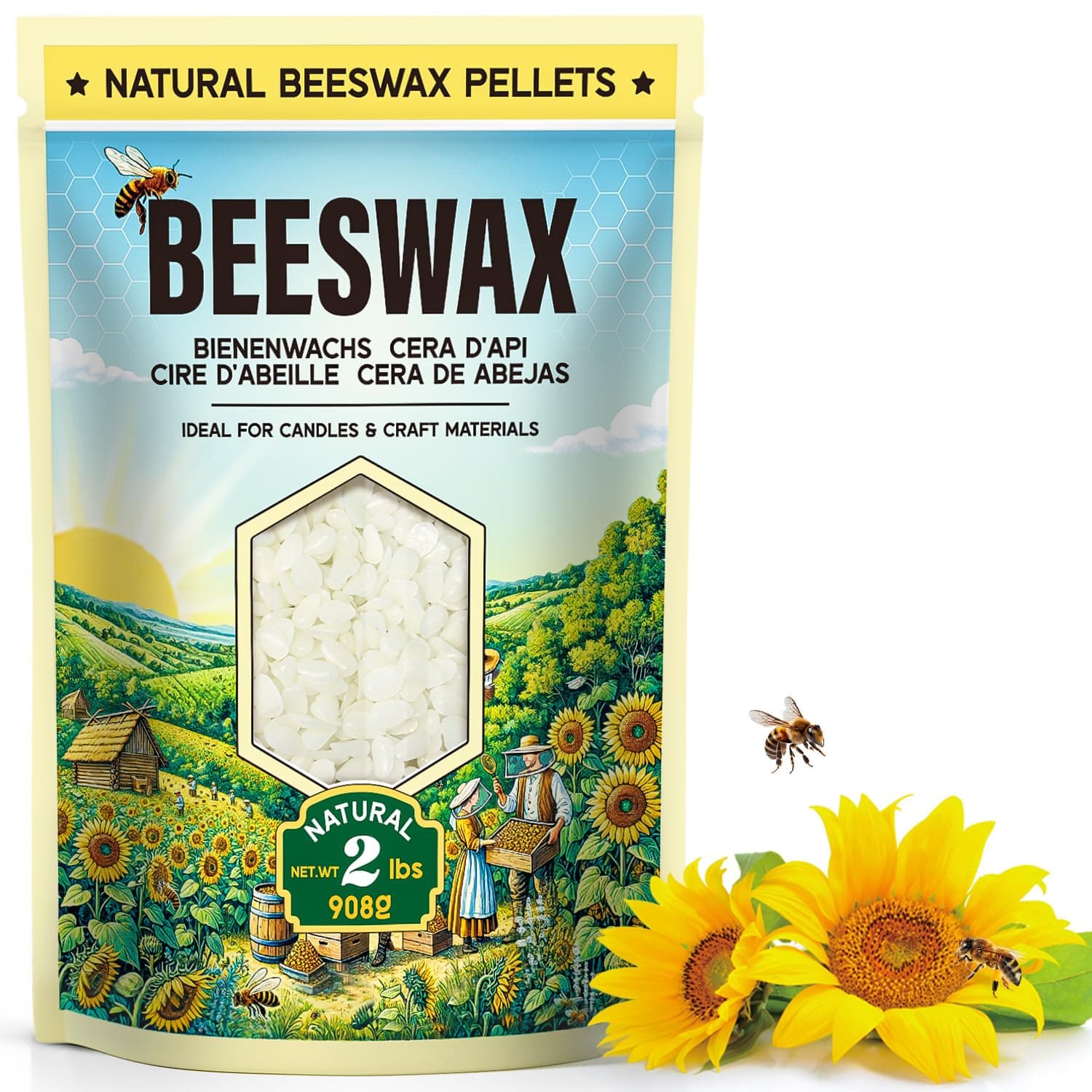Bienenwachs Pastillen 908G/2.2KG/4.5KG 🕯️🐝 - Hochwertiges Material für Kerzenherstellung und Hautpflege