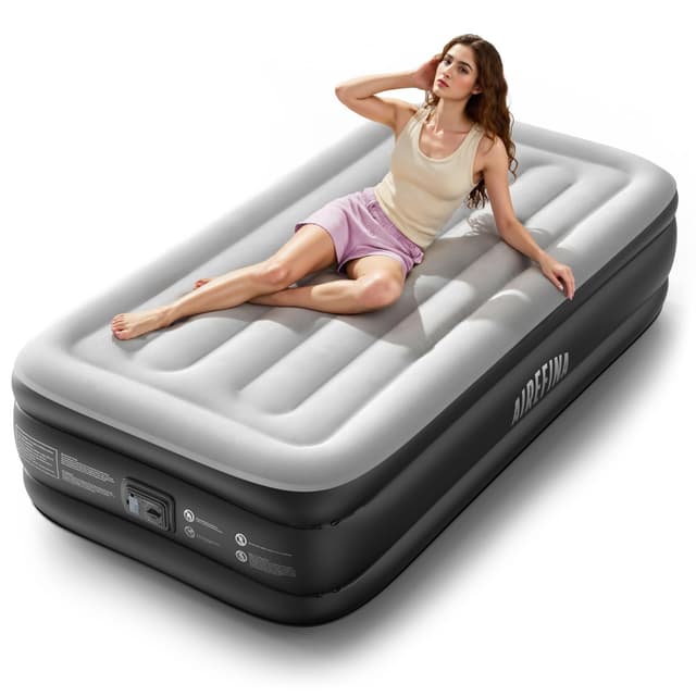 🌟 Airefina Luxus Luftbett 1 Person - Aufblasbare Matratze mit Eingebauter Pumpe