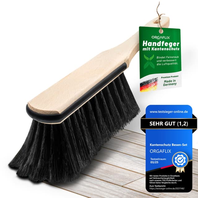 ORGAFLIX Premium Handfeger Rosshaar mit Kantenschutz - Made in Germany