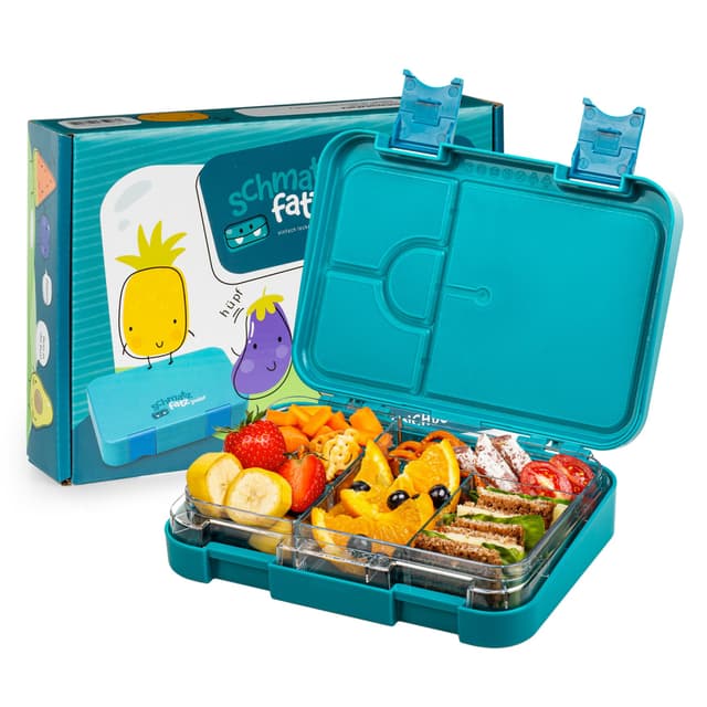 🌈 Schmatzfatz Junior Brotdose Kinder mit Fächern - BPA Frei Lunchbox 🍱