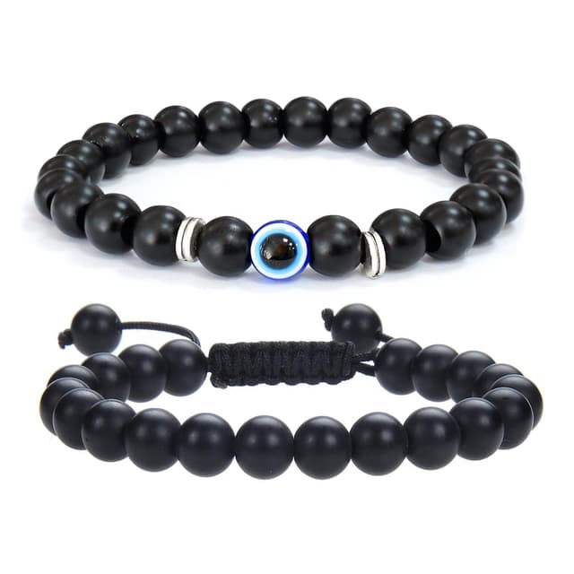 XSDSLS 2 Stück Naturstein Perlenarmband Herren 8MM Stretch Tigerauge Armband 📿👨‍🦱