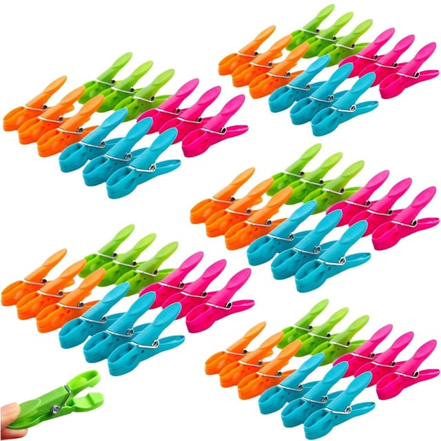 🌈 60 Stück Wäscheklammer Kunststoff - Rutschfeste Clips für Kleidung und mehr! 🌞