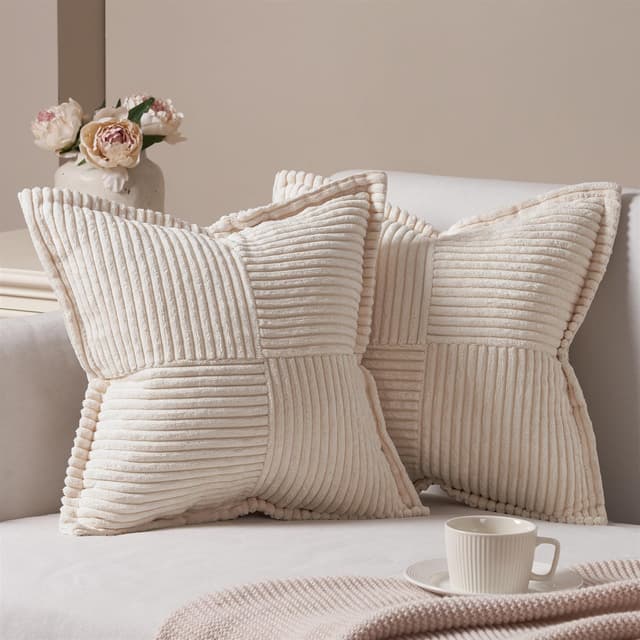 🌟 Topfinel 2er Set Kissenbezug 40x40 beige Kordsamt 💫