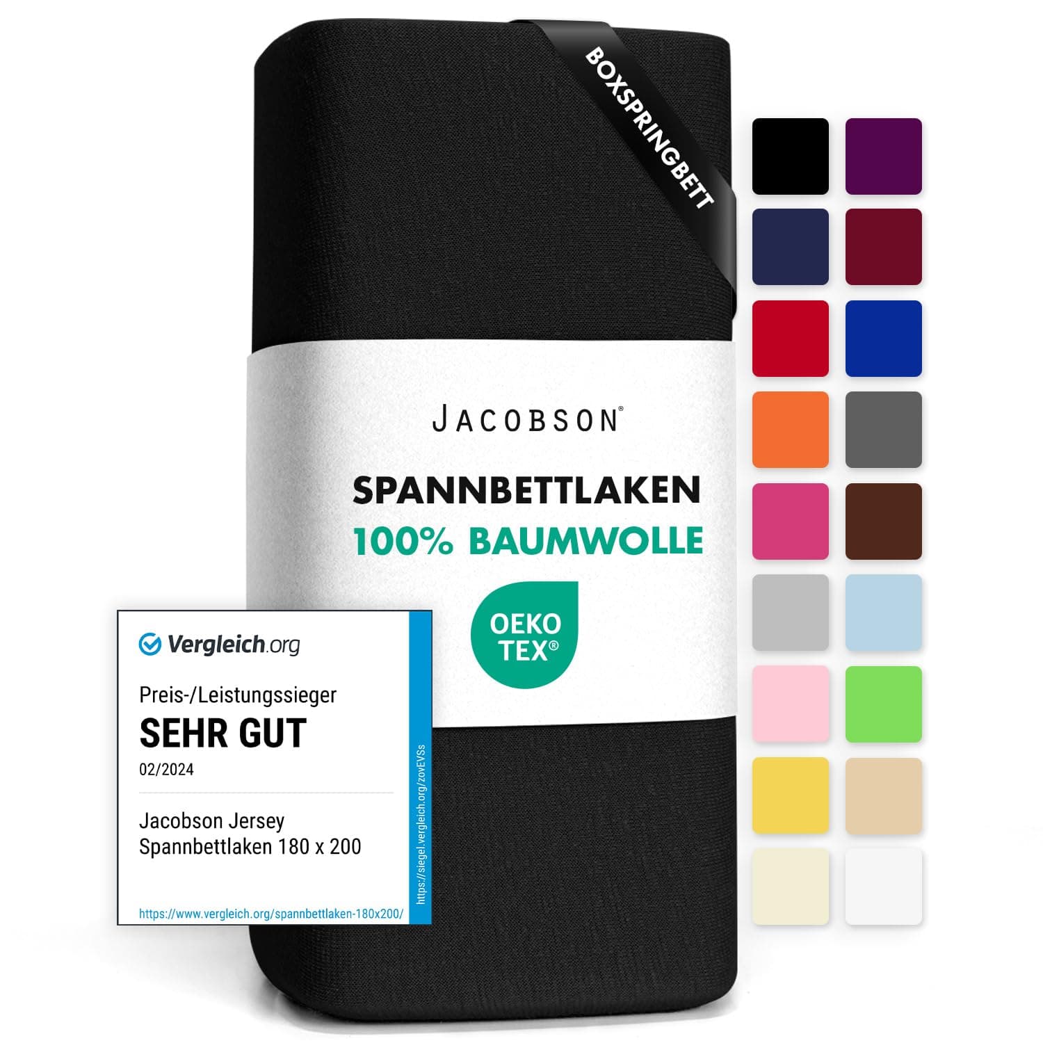 🛏️ Jacobson Jersey Spannbettlaken in Schwarz 140x200-160x220 cm - Angebot!