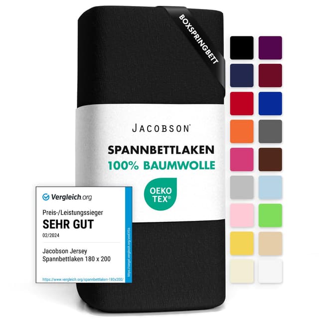 🛏️ Jacobson Jersey Spannbettlaken in Schwarz 140x200-160x220 cm - Angebot!