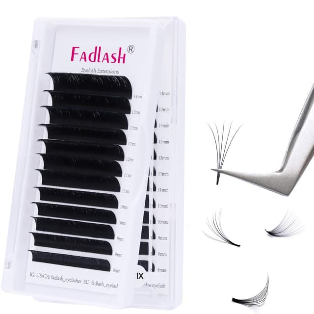 Selbstfächernde Volumen Wimpern Easy Fan Lashes für Wimpernverlängerung 12 Rhein Volumen Technik Wimpernextensions Seiden Wimpernverlängerung(0.07mm-CC-mix8-14) 8-14 mm 0.07-CC