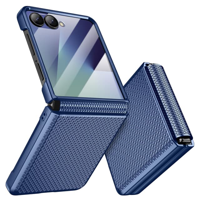 📱🔒 Doeshine für Samsung Galaxy Z Flip 7 Hülle mit Scharnierschutz & Displayschutzfolie, Rutschfester Textur, Mint Blau