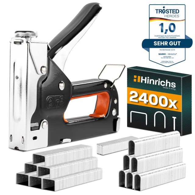 🔨 Hinrichs Handtacker Set - 3-in-1 Profi Tacker für Holz - Stofftacker Handwerker 🔨