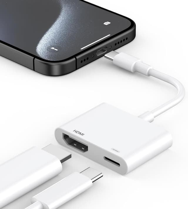 🔥 HDMI Adapter für iPhone iPad, USB C auf HDMI Adapter, 4K HD Video und Audio Sync Bildschirmkonverter DE-HD-TYP