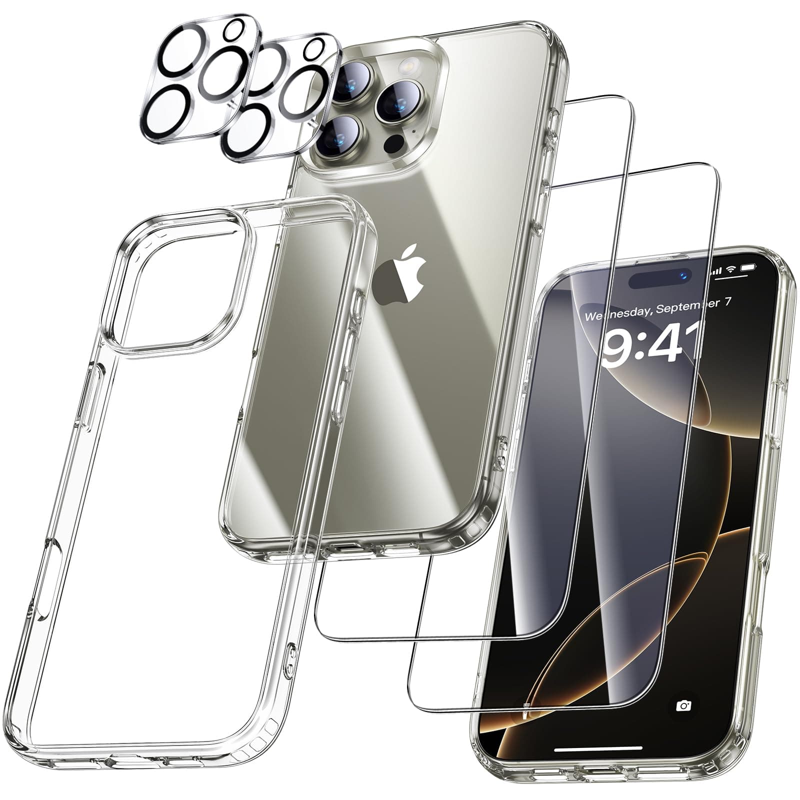 📱 UniqueMe iPhone 16 Pro Hülle - 5-in-1 Rundumschutz Set
